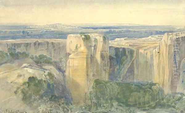 The quarries of Syracuse, Sicily, Italy Oil Painting by Edward Lear