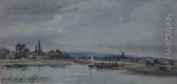 On The Trent Oil Painting by Peter de Wint