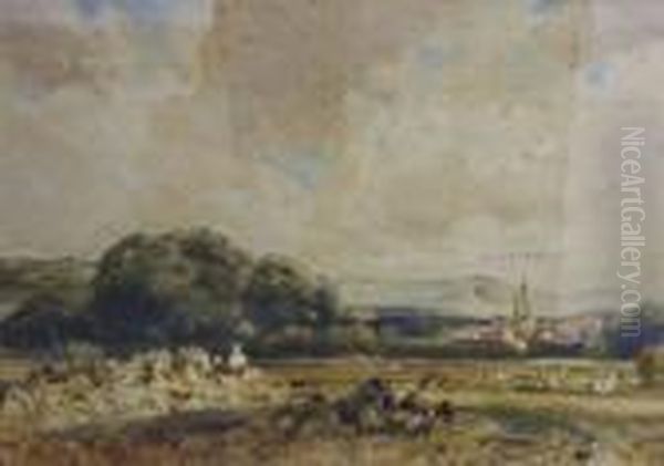 Watercolour, Harvesting Landscape, 11 Oil Painting by Peter de Wint