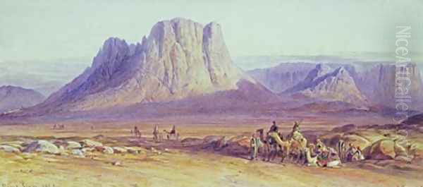 The Camel Train Condessi Mount Sinai Oil Painting by Edward Lear