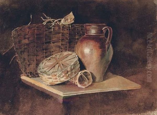 Still-life With A Jug And Wicker Baskets Oil Painting by Peter de Wint