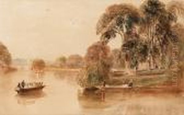 Boating On The Thames Near Richmond Oil Painting by Peter de Wint