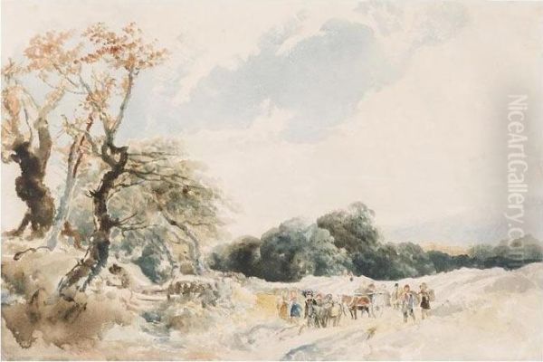 Returning From The Fields, Epping Forest Oil Painting by Peter de Wint