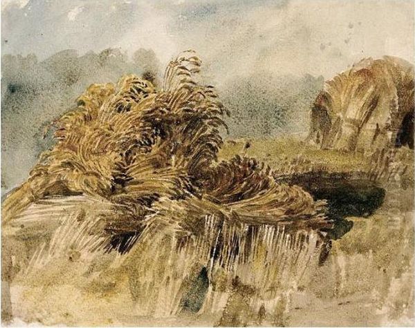 Corn Stooks Oil Painting by Peter de Wint