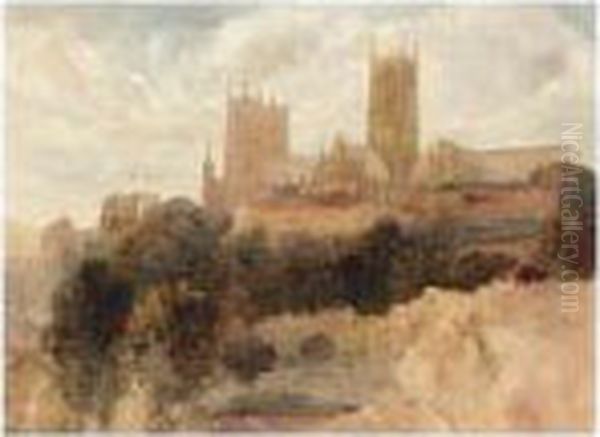 Lincoln Cathedral From The South-east Oil Painting by Peter de Wint