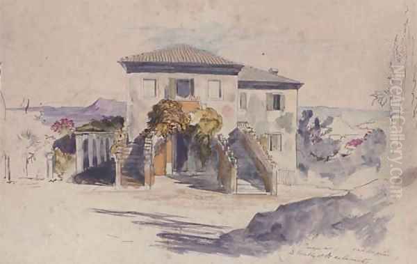 A summer retreat in Sicily Oil Painting by Edward Lear