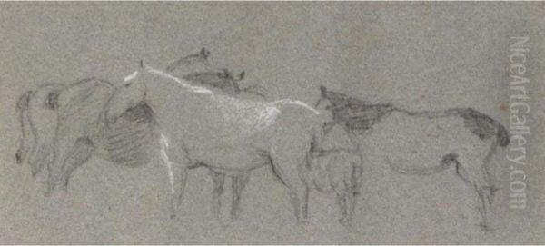 Studies Of Deer And Horses Oil Painting by Peter de Wint