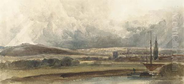 A Distant View Of Gloucester With The River Severn In The Distance Oil Painting by Peter de Wint