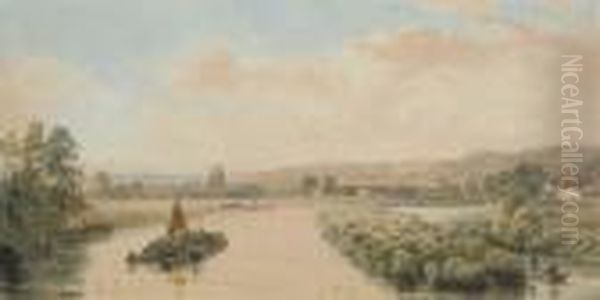 View Of The Thames From Maidenhead Bridge Oil Painting by Peter de Wint