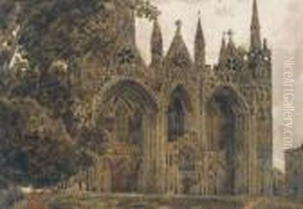 Peterborough Cathedral Oil Painting by Peter de Wint