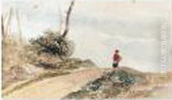 A Figure On A Path Oil Painting by Peter de Wint