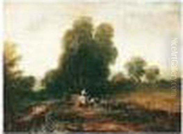 Landscape With Loggers By A Cart Oil Painting by Peter de Wint