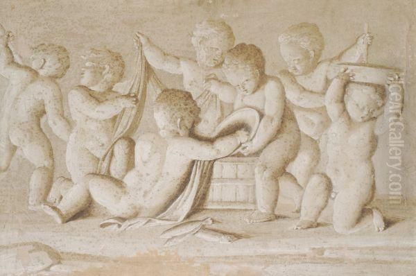 Putti Oil Painting by Jacob de Wit