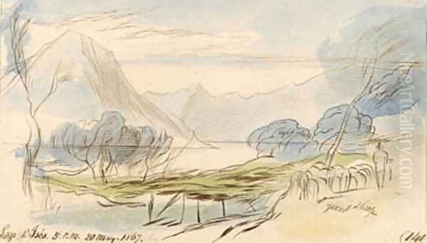 Lago d'Iseo, Lombardy, Italy Oil Painting by Edward Lear