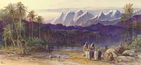 An Arab Encampment in Wadi Feiran, Egypt Oil Painting by Edward Lear