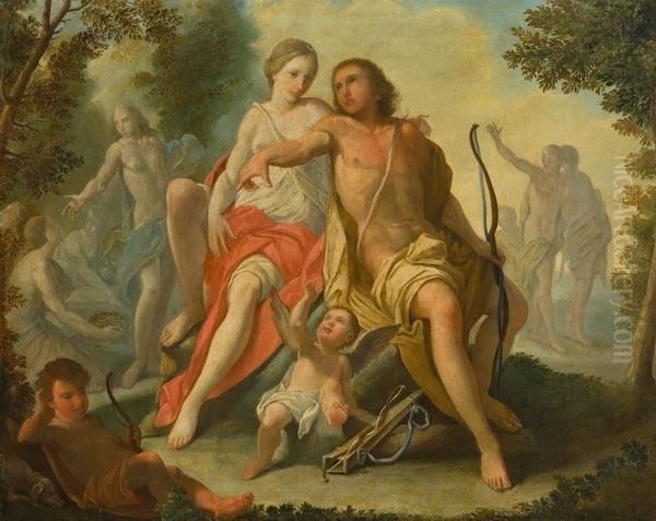 Paesaggio Con Apollo, Diana, Eros E Amorino Oil Painting by Jacob de Wit