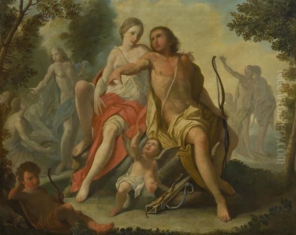 Paesaggio Con Apollo E Diana, Eros, Amorino E Figure Oil Painting by Jacob de Wit