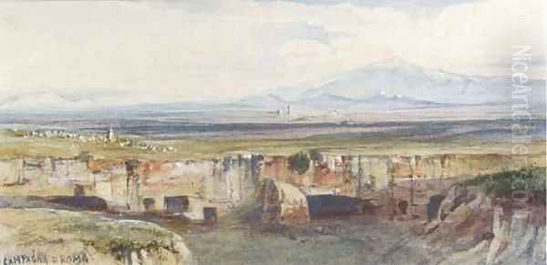 Cervera, on the Roman Campagna Oil Painting by Edward Lear