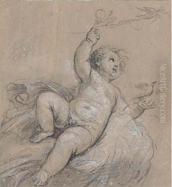 Study Of Cupid Releasing Doves Oil Painting by Jacob de Wit