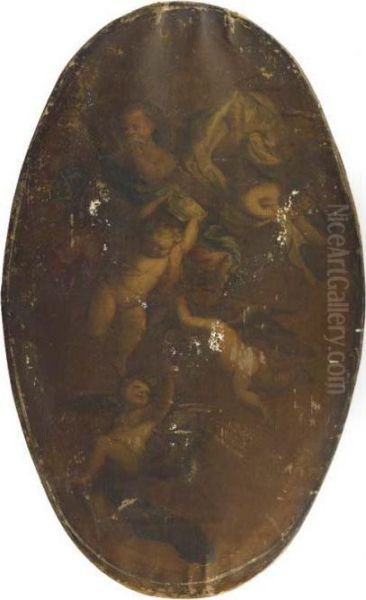 Putti Disporting With Wanli Kraak Porcelein Bowls Oil Painting by Jacob de Wit