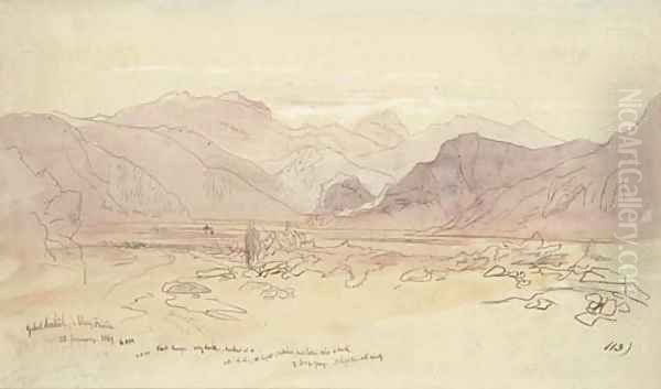 Gebal Serbal and Wady Feiran, on the Sinai Peninsula Oil Painting by Edward Lear