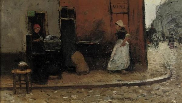 Roasting Chestnuts In The Streets Of Paris Oil Painting by Willem de Zwart