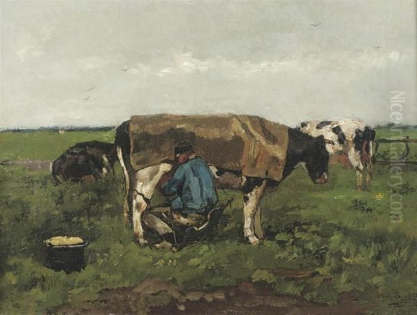 Milking Time Oil Painting by Willem de Zwart