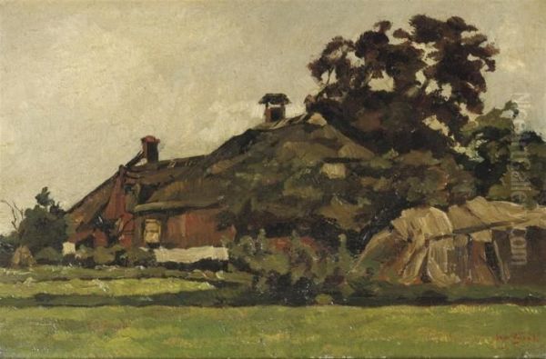 A Farm House Under Trees Oil Painting by Willem de Zwart