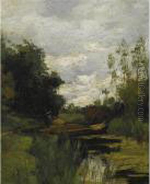 Wooded Landscape Oil Painting by Willem de Zwart