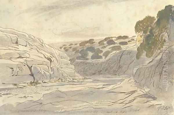 Lonely valley of Zebbug, Malta Oil Painting by Edward Lear