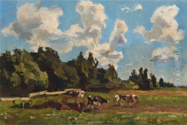 Cows In A Field Oil Painting by Willem de Zwart