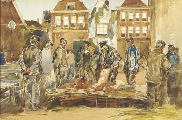 Varkensmarkt: At The Pig-market Oil Painting by Willem de Zwart