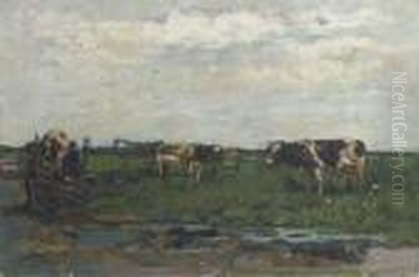 Milking The Cows Oil Painting by Willem de Zwart