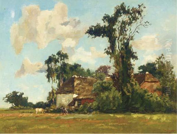 Summer: Farmhouses Amongst Trees Oil Painting by Willem de Zwart