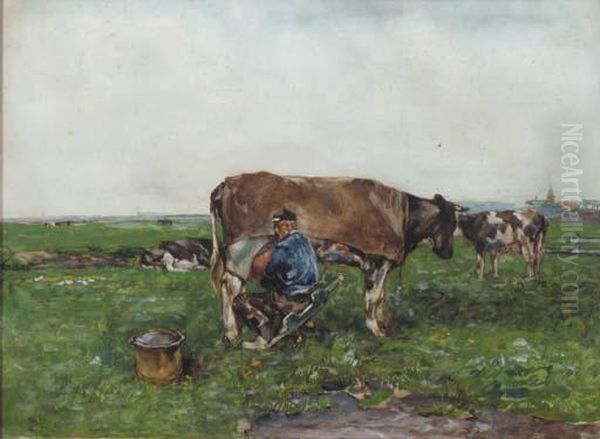 Milking Time Oil Painting by Willem de Zwart