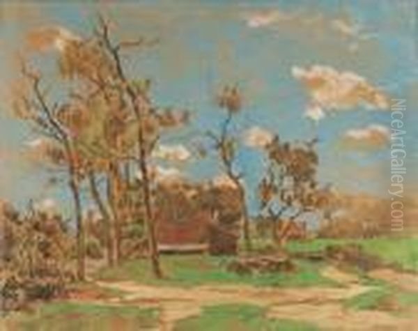 A Farm Among Trees In A Landscape Oil Painting by Willem de Zwart