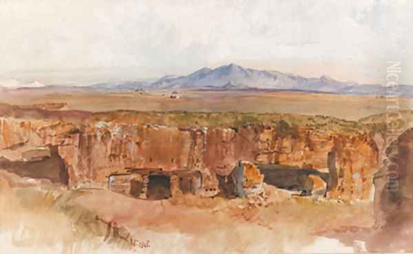 The Roman Campagna, possibly from Centocelle Oil Painting by Edward Lear