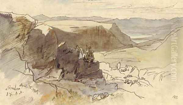 Arachova, Greece Oil Painting by Edward Lear