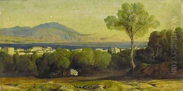 Argostoli and the Black Mountain, Cephalonia Oil Painting by Edward Lear