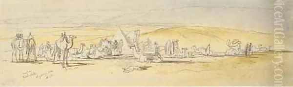 Encampment Gebel Alaka, near Suez, Egypt Oil Painting by Edward Lear