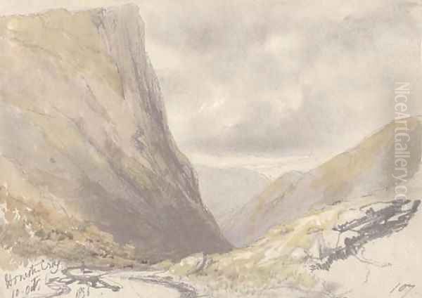 Honiston Crag, near Buttermere, Cumbria Oil Painting by Edward Lear