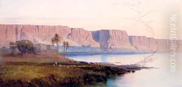 Kasr-es-Saiyyad Oil Painting by Edward Lear