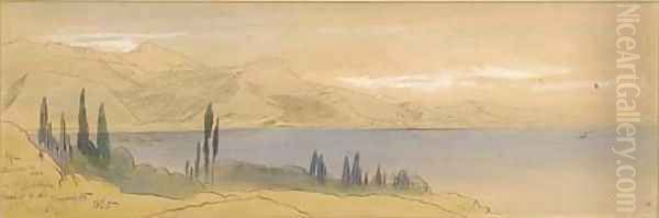 Saint Hospice, on the Riviera, France Oil Painting by Edward Lear