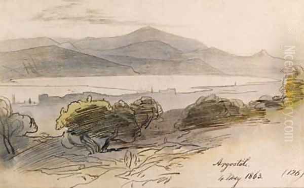 View of Argostoli, Greece Oil Painting by Edward Lear