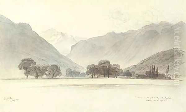 View of Interlaken, Switzerland Oil Painting by Edward Lear