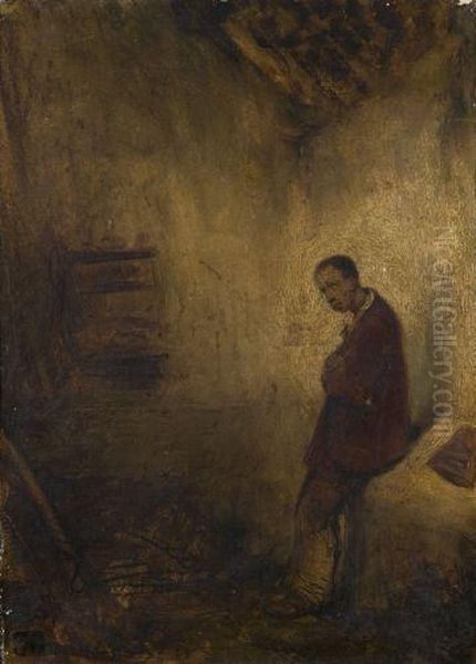 Homme Noir En Prison Oil Painting by Alexandre Gabriel Decamps