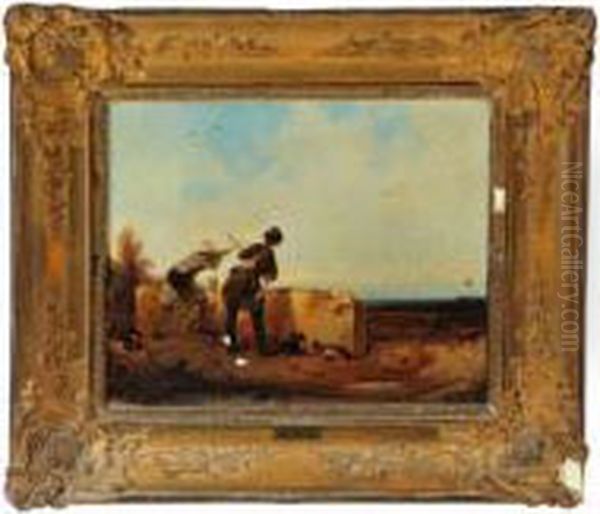 Hunting Scene Oil Painting by Alexandre Gabriel Decamps