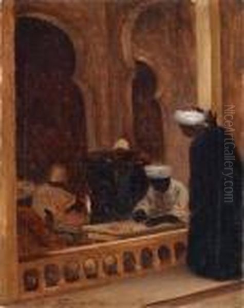 Orientalen Beim Brettspiel Oil Painting by Alexandre Gabriel Decamps