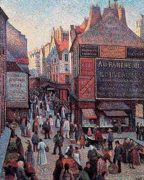 La Rue Mouffetard, Paris Oil Painting by Maximilien Luce