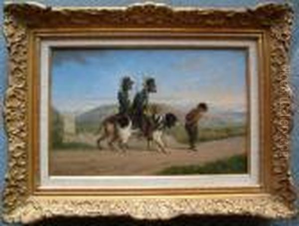 Monkey Gendarme Oil Painting by Alexandre Gabriel Decamps